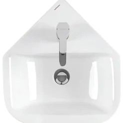 Sanindusa Lave mains d'angle mural céramique traditionnelle Look 45x45 blanc (robinet et vidage non inclus)* Lavabo