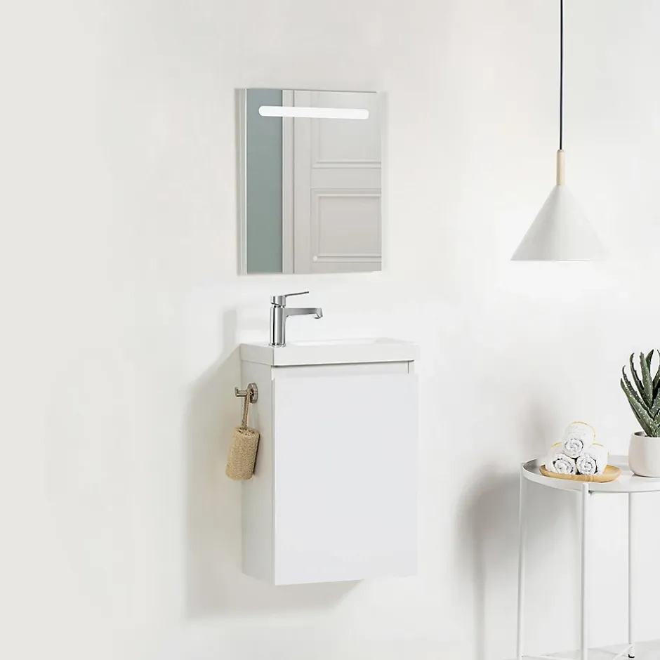 Bain-Bain Lave-main Prémonté Blanc 40Cm + Vasque céramique Blanche BILY -