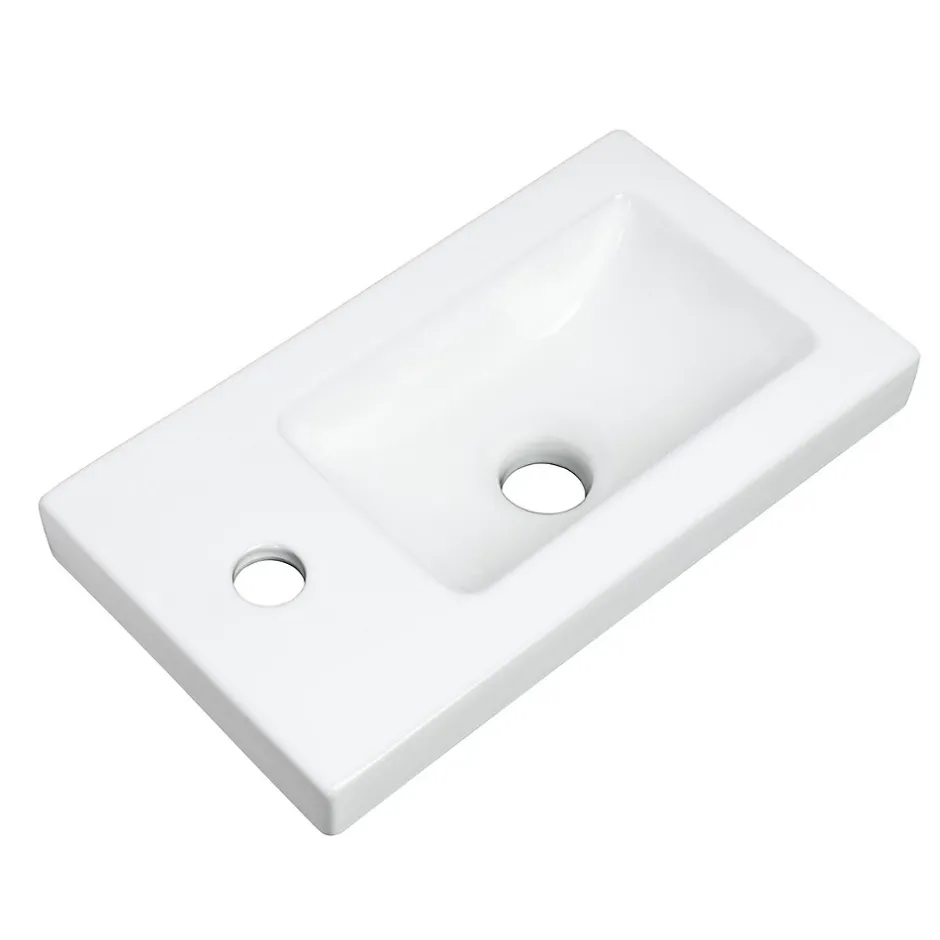 Bain-Bain Lave-main Prémonté Blanc 40Cm + Vasque céramique Blanche BILY -
