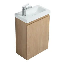 Bain-Bain Lave-main Prémonté Bois 40Cm + Vasque céramique Blanche BILY -