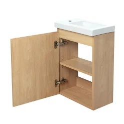Bain-Bain Lave-main Prémonté Bois 40Cm + Vasque céramique Blanche BILY -