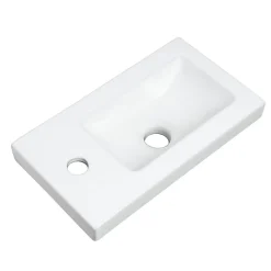Bain-Bain Lave-main Prémonté Bois 40Cm + Vasque céramique Blanche BILY -