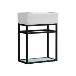 Jindoli Lave-main salle de bain Aquafredo 50 cm finition métal noir