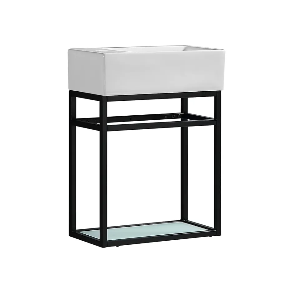 Jindoli Lave-main salle de bain Aquafredo 50 cm finition métal noir