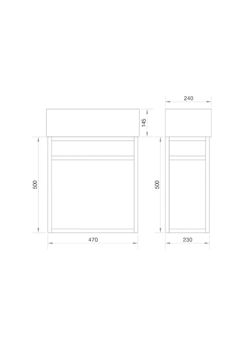 Jindoli Lave-main salle de bain Aquafredo 50 cm finition métal noir