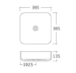 Bernstein Lave-mains à poser céramique KW6134, 38,5 x 38,5 x 13,5 cm, Aspect marbre noir mat, Avec cache chrome
