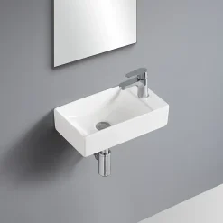 Homesight Lave-mains à suspendre en céramique rectangulaire blanc Savy* Lavabo