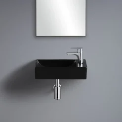 Homesight Lave-mains à suspendre en céramique rectangulaire noir Savy