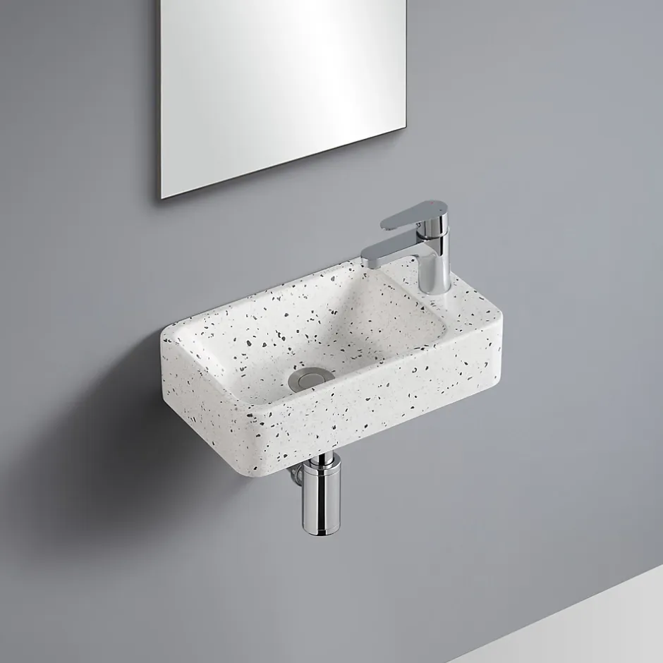Homesight Lave-mains à suspendre en céramique rectangulaire terrazzo Savy* Lavabo