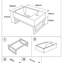 Aquarine Lave-mains blanc mat avec support noir - CAMDEM PACK - Lave-mains blanc avec support* Lavabo