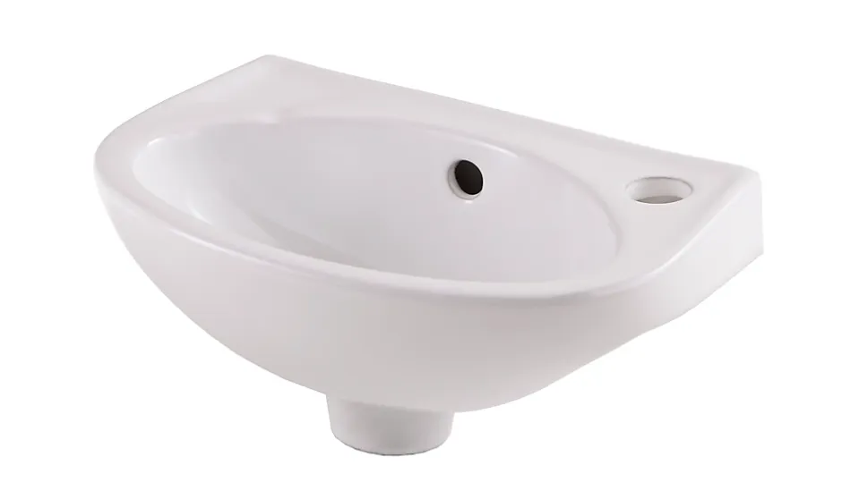 GoodHome Lave-mains céramique blanc Bori 35 cm
