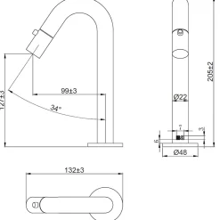 Essebagno Lave-mains cuivre brossé eau froide Indus* Robinet Lave-Mains