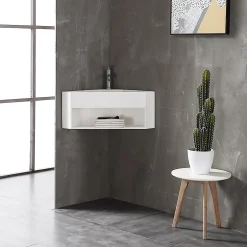 Bernstein Lave-mains d'angle en fonte minérale TWG70 - blanc mat - 50x50x28cm