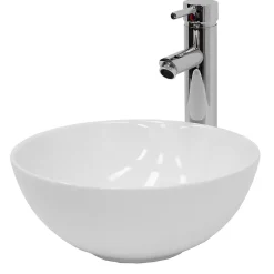 ECD Germany Lave-mains lavabo vasque a poser salle de bain ceramique rond 320 x 320 x 135 mm* Vasque À Poser