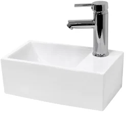 ECD Germany Lave-mains lavabo vasque salle de bain ceramique rectangulaire blanc 350x205mm