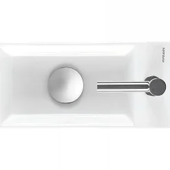 Sanindusa Lave-mains mural compact porcelaine Note blanc cuve à gauche 36x18 avec trou robinet (mitigeur et vidage non inclus)* Lavabo