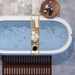 Altobuy LAZEN - Plateau pour Baignoire en Bambou Longueur 68cm* Etagère Salle De Bains