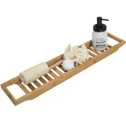 Altobuy LAZEN - Plateau pour Baignoire en Bambou Longueur 68cm* Etagère Salle De Bains