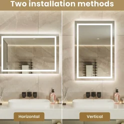Sofetiy Max LED Miroir Lumineux Tricolore + Anti-buée 80x60cm Salle de Bain Dimmable,Tactile Miroir de salle de bains LED