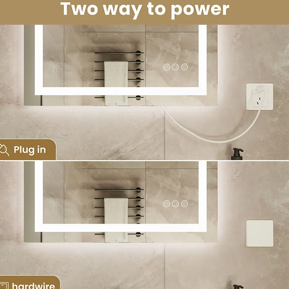 Sofetiy Max LED Miroir Lumineux Tricolore + Anti-buée 90x60cm Salle de Bain Dimmable,Tactile Miroir de salle de bains LED* Miroir Lumineux