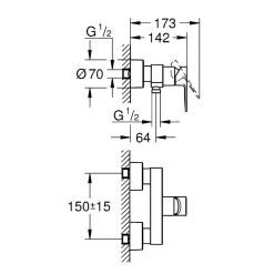 Grohe Lineare New Mitigeur monocommande 1/2 douche (33865001)
