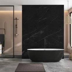 Decoon Lot de 8 Dalles Murales Douche SPC/PVC Décor Marbre Noir satiné - 38,9x77,8cm - 2,42M²