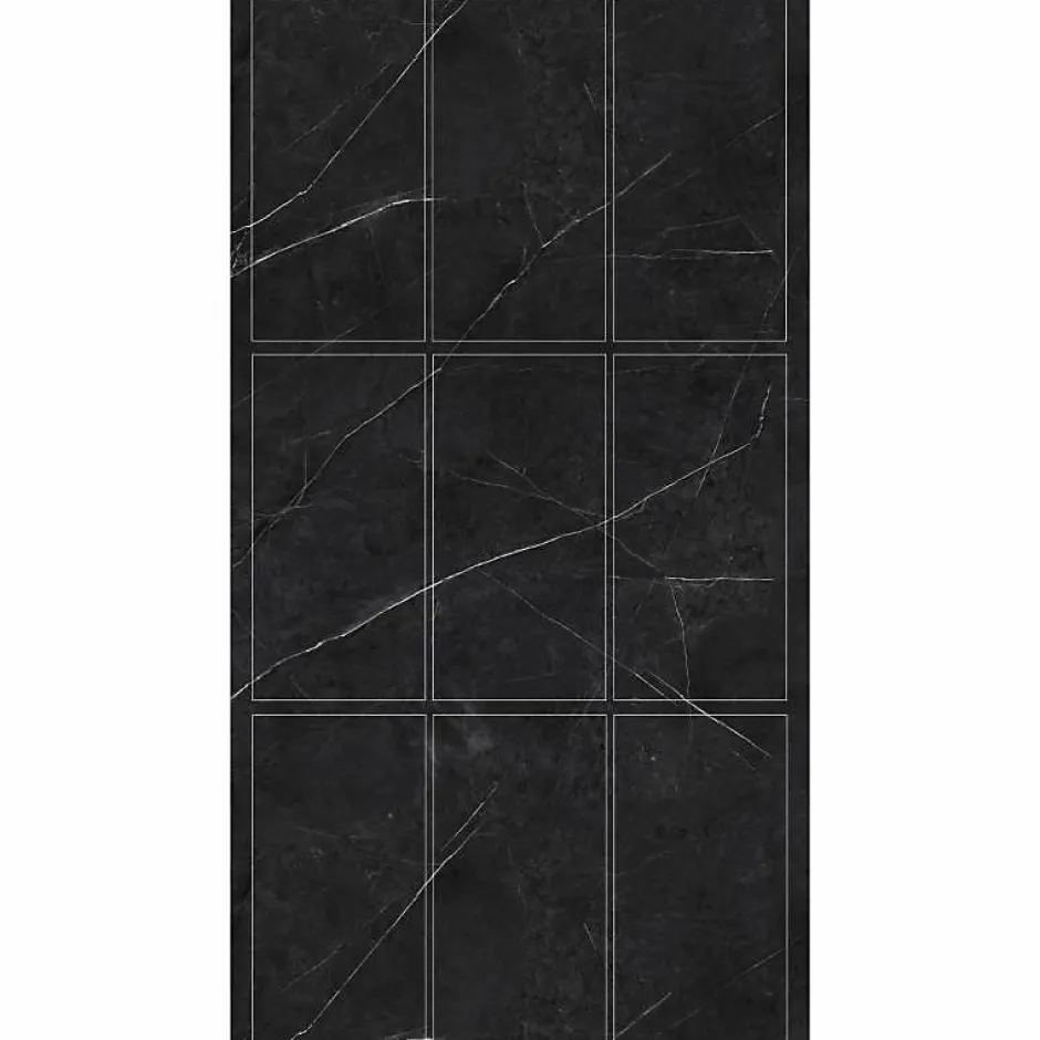 Decoon Lot de 8 Dalles Murales Douche SPC/PVC Décor Marbre Noir satiné - 38,9x77,8cm - 2,42M²