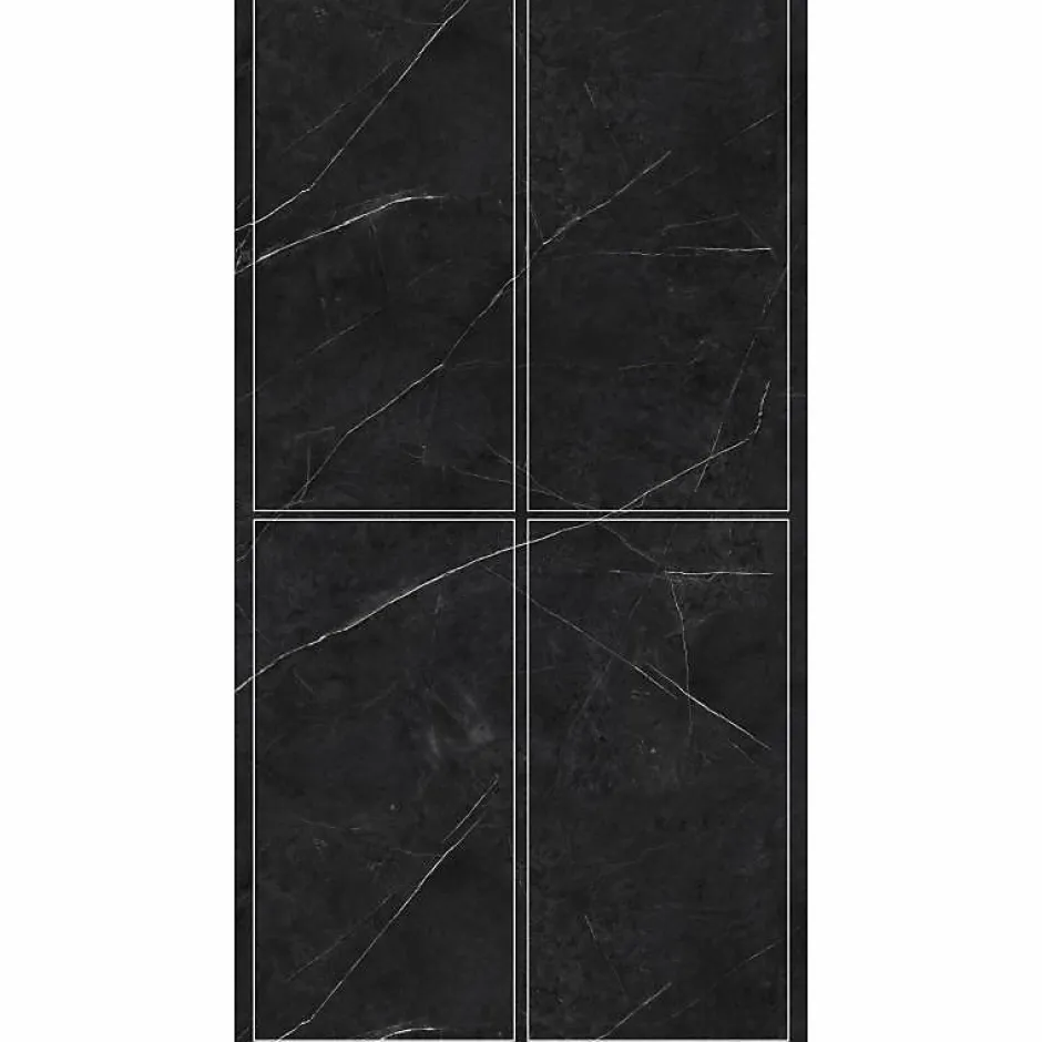 Decoon Lot de 4 Dalles Murales Douche SPC/PVC Décor Marbre Noir satiné - 59,2x118,4cm - 2,8M²