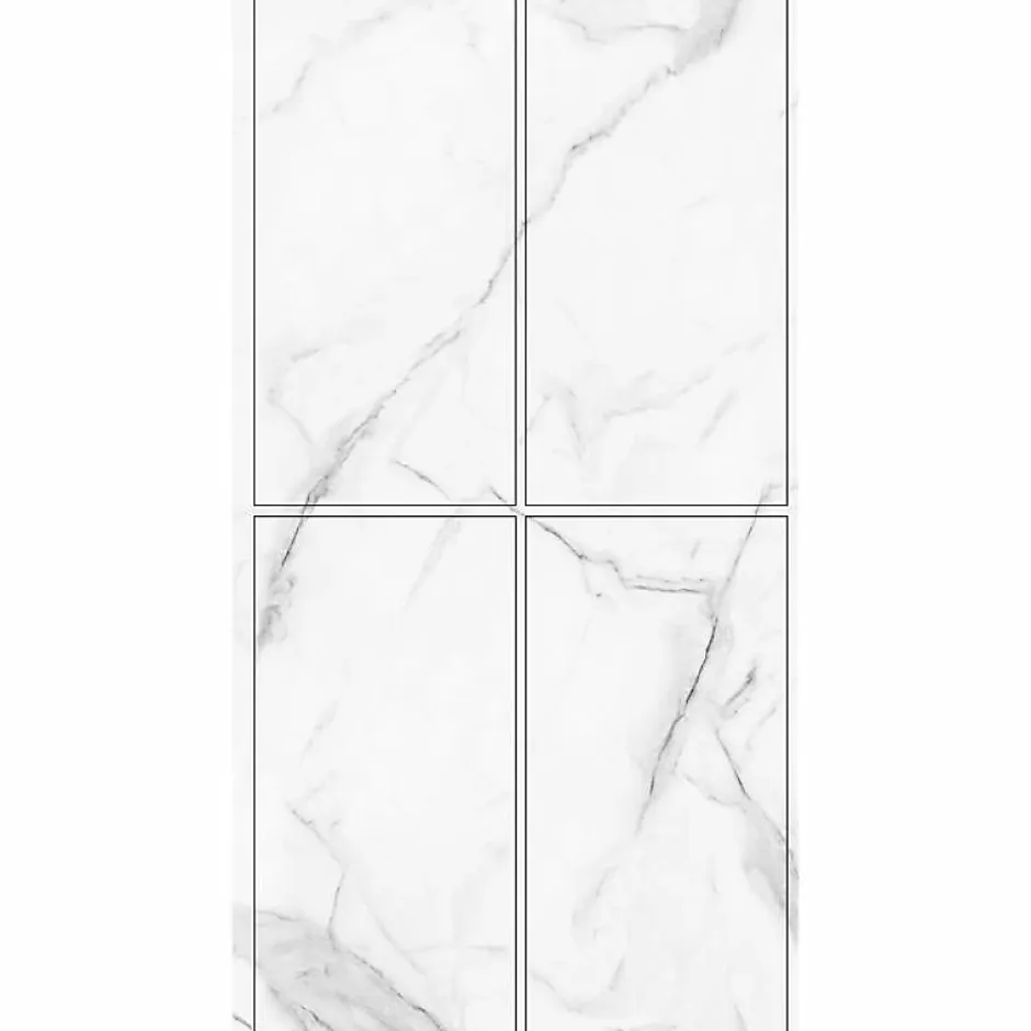 Decoon Lot de 4 Dalles Murales Douche SPC/PVC Décor Marbre Blanc brillant - 59,2x118,4cm - 2,8M²* Panneau Mural De Salle De Bains