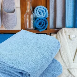 Linnea Lot de 2 draps de bain 90x150 cm ALPHA bleu Ciel