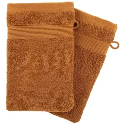 Eden Lot de 2 gants de toilette 15 x 21 cm Couleur moderne cannelle* Gant De Toilette