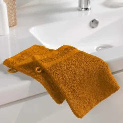 Eden Lot de 2 gants de toilette 15 x 21 cm Tendresse curry