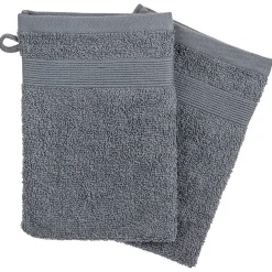 Atmosphera Créateur D'Intérieur Lot de 2 gants de toilette - coton 450 gr/m² - gris anthracite 15x21 cm - Atmosphera
