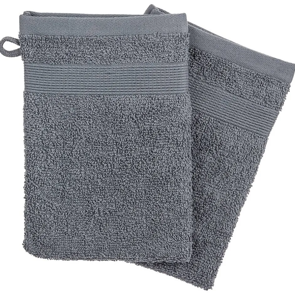 Atmosphera Créateur D'Intérieur Lot de 2 gants de toilette - coton 450 gr/m² - gris anthracite 15x21 cm - Atmosphera
