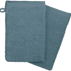 Atmosphera Créateur D'Intérieur Lot de 2 gants de toilette - coton 450 gr/m² - bleu orage 15x21 cm - Atmosphera* Gant De Toilette