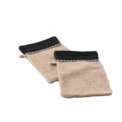 Douceur D'Intérieur Lot de 2 gants de toilette 15 x 21 cm Majestic sable