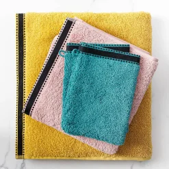 Atmosphera Créateur D'Intérieur Lot de 2 gants de toilette Joia - coton 550 gr/m² - bleu canard 15x21 cm - Atmosphera