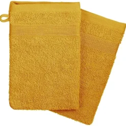 Eden Lot de 2 gants de toilette 15 x 21 cm Couleur moderne ocre