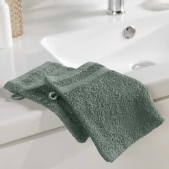 Eden Lot de 2 gants de toilette 15 x 21 cm Tendresse vert cèdre* Serviette De Toilette