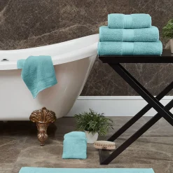 Sensei Maison Lot de 3 gants de toilette 550 g/m² Bleu Turquoise 16x22 cm LUXURY* Gant De Toilette