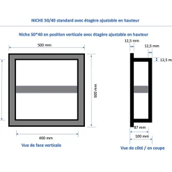 U-tile Lot de 2 niches à carreler étanches - formats intérieurs 50 x 40 cm - 9 cm de profondeur* Niche De Salle De Bains