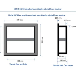 U-tile Lot de 2 niches à carreler étanches - formats intérieurs 50 x 40 cm - 9 cm de profondeur* Niche De Salle De Bains