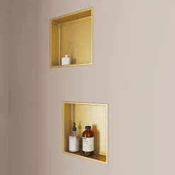 Italbox Lot de 2 Niches de Douche Or Satiné - 30x30 cm - Rangement Mural Salle de Bain - NOOK* Niche De Salle De Bains