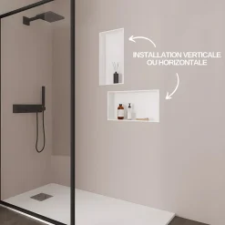Italbox Lot de 2 Niches de Douche Blanc Satiné - 30x30 cm et 30x60 cm - Rangement Mural Salle de Bain - NOOK* Niche De Salle De Bains