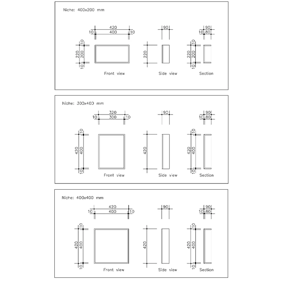 U-tile Lot de 2 niches de douche à carreler - formats intérieurs 40 x 20 cm - 9 cm de profondeur* Niche De Salle De Bains