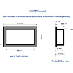 U-tile Lot de 2 niches de douche à carreler - formats intérieurs 40 x 20 cm - 9 cm de profondeur* Niche De Salle De Bains