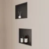 Italbox Lot de 2 Niches de Douche Noir Satiné - 30x30 cm - Rangement Mural Salle de Bain - NOOK