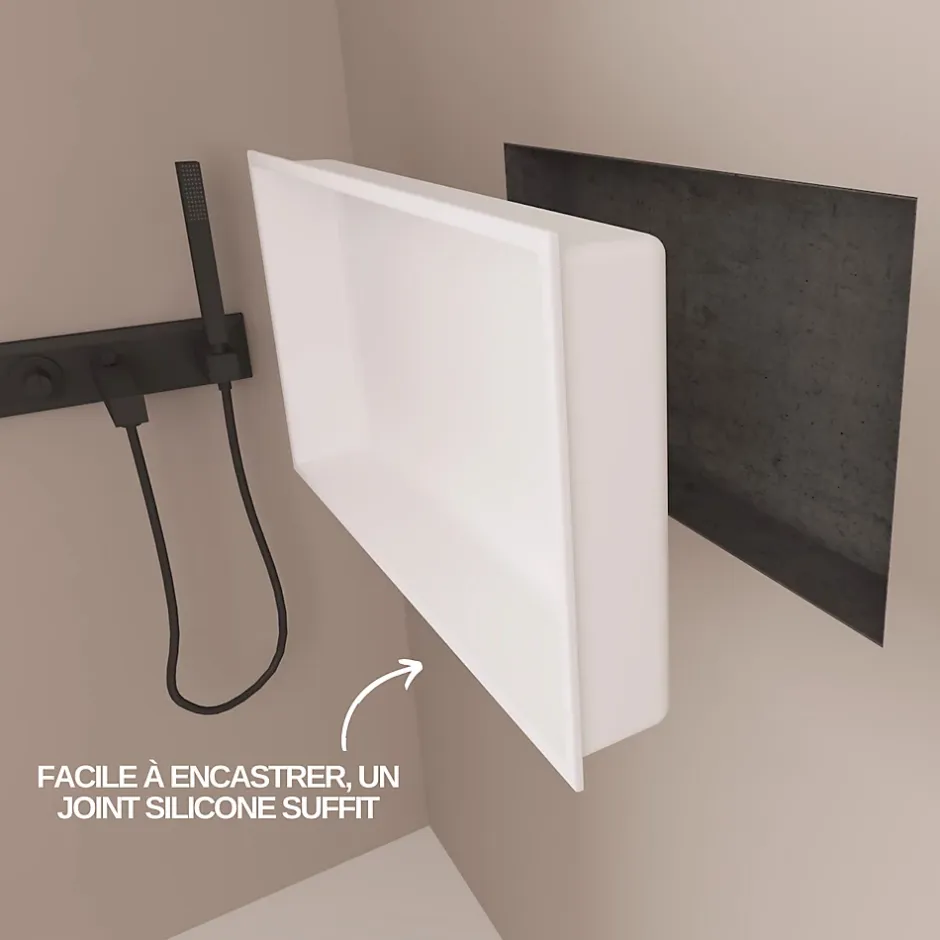 Italbox Lot de 2 Niches de Douche Blanc Satiné - 30x60 cm - Rangement Mural Salle de Bain - NOOK