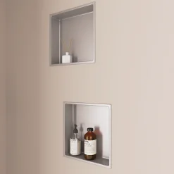 Italbox Lot de 2 Niches de Douche Gris Satiné - 30x30 cm - Rangement Mural Salle de Bain - NOOK