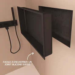 Italbox Lot de 2 Niches de Douche Noir Satiné - 30x30 cm et 30x60 cm - Rangement Mural Salle de Bain - NOOK* Niche De Salle De Bains